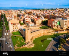 photo of aerial panorama view of the coastline Cambrils, Costa Dourada, Catalonia, Spain.