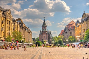 Photo of aerial view of the old Timisoara city center, Romania.