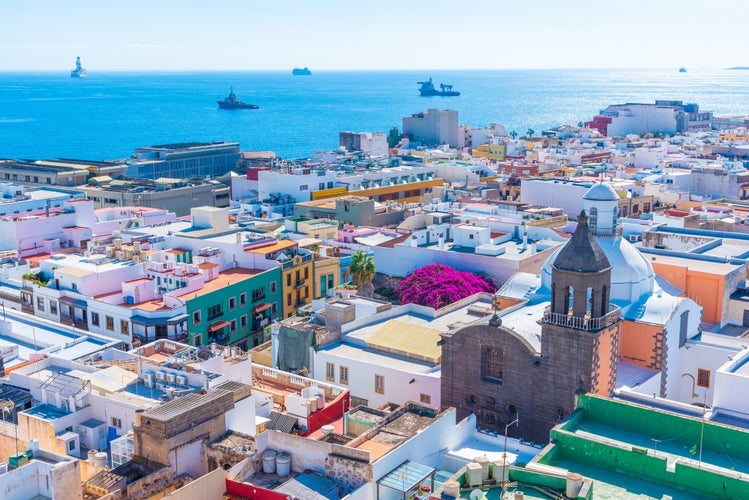 Photo of aerial view of Las Palmas de Gran Canaria, Canary Islands, Spain.