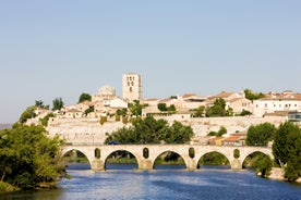 Photo of Ourense city with bridge and river Minho in Spain.