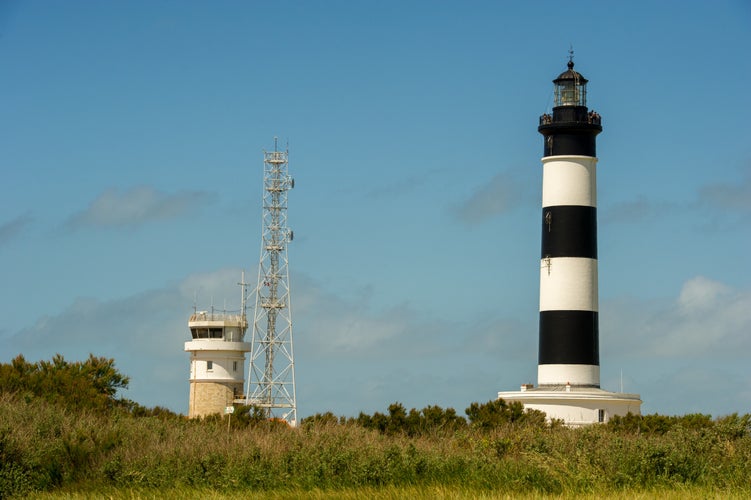 Photo of  striped lighthouse in the French Charentesland D'Oleron,France.