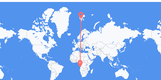 Flyg från Angola till Svalbard & Jan Mayen