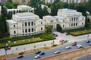 Photo of aerial view of Plovdiv, Bulgaria.