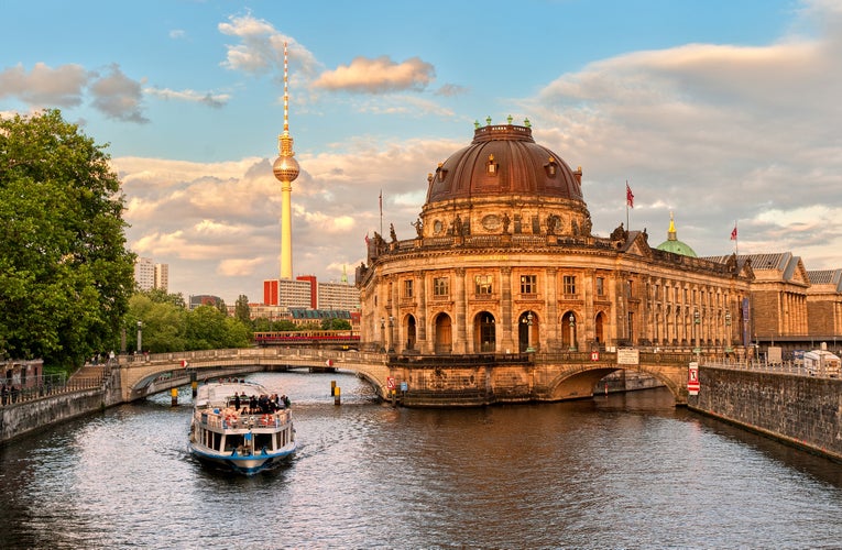 Museum island on Spree river and Alexanderplatz TV tower in center of Berlin, Germany.jpg