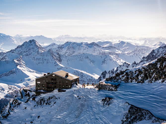 photo of winter view of Courmayeur ski resort in Italy.