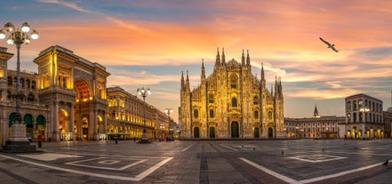 High dynamic range (HDR) Aerial view of the city of Milan, Italy.