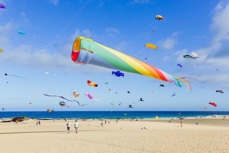 Fuerteventura kite festival in Corralejo ocean beach