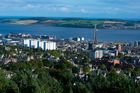 photo of Pitlochry panoramic aerial view with church. Pitlochry is a town in the Perth and Kinross council area of Scotland.