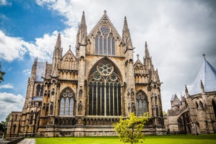 Photo of aerial view of the Lincoln Cathedral,  England.