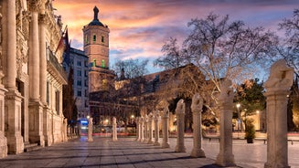 Photo of aerial view of Tudela with view of Ebro River and cathedral, Autonomous community of Navarre, Spain.