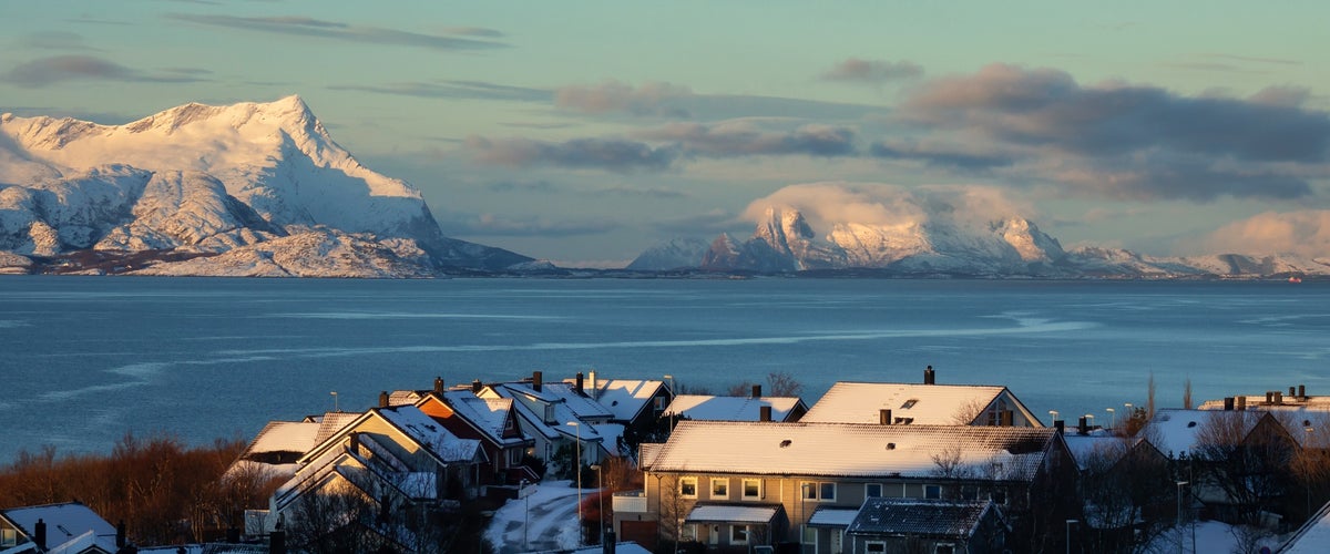 photo of view of Typical town street panorama in northern Norway, Bodø.