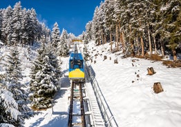 Photo of scenery of famous ice skating in winter resort Davos, Switzerland.