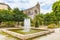 photo of a fountain in the botanical garden (Jardin botanique de l'Evêché) in Limoges, France.