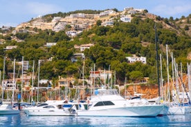 Photo of Javea Xabia skyline view from Mediterranean sea Alicante Spain.