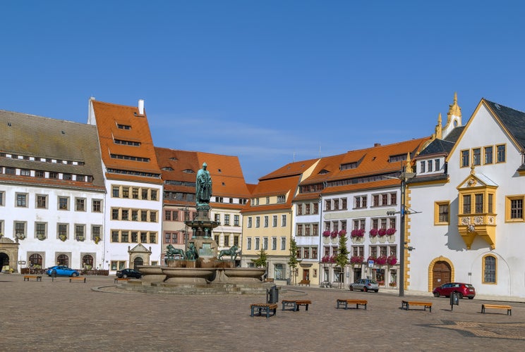 Photo of Freiberg town hall on main market square, Germany .