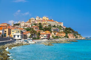 Photo of a coastal city of Imperia, Italian Rivera in the region of Liguria, Italy.