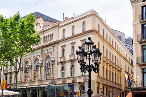 photo of the Gran Teatre del Liceu on La Rambla street in Barcelona, Spain.