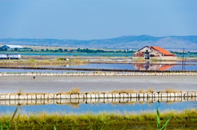 Photo of panoramic aerial view of the sea port of Sveti Vlas in Bulgaria.