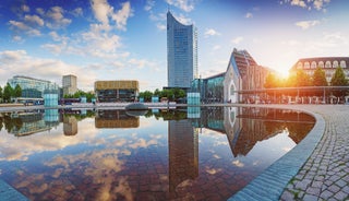 Berlin cityscape with Berlin cathedral and Television tower, Germany.