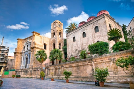 photo of Church of San Cataldo and The historic church Martorana on Piazza Bellini, Palermo. Sicily.