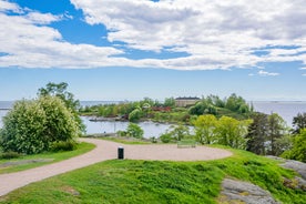 Helsinki cityscape with Helsinki Cathedral and port, Finland