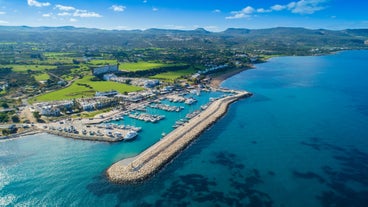 Photo of the seafront and the city of Limassol on a Sunny day, Cyprus.