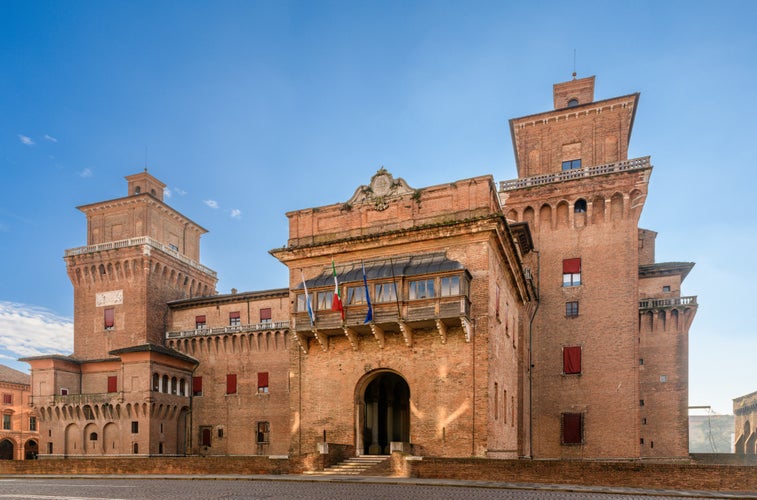 The Castello Estense ('Este castle') or castello di San Michele ('St. Michael's castle'), medieval castle in Ferrara, Emilia-Romagna, Italy.