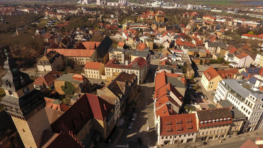 Zeitz aerial view old town germany Saxony-Anhalt