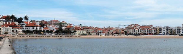 Photo of aerial view of Alcobaca Monastery and the city in Alcobaca, Portugal.