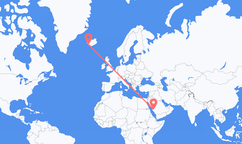 Flyreiser fra Ta if, Saudi-Arabia til Reykjavík, Island