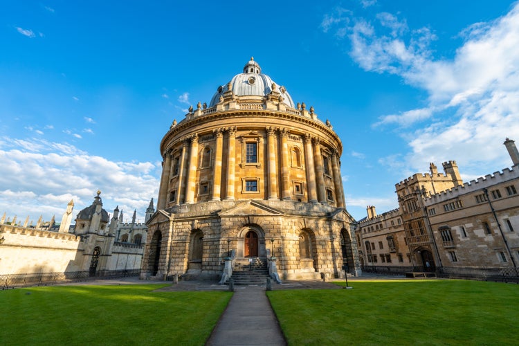 Photo of Radcliffe square in the golden hour light in Oxford. England.