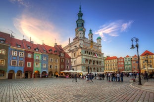 Photo of the old and new architecture in Wolin at the river Dziwna, Poland.