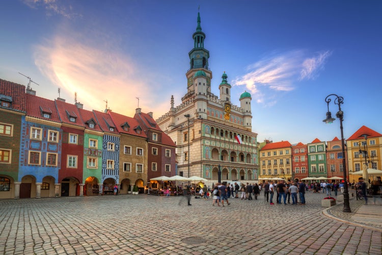 Photo of architecture of the Main Square in Poznan, Poland.