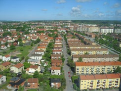 Photo of the city center and the port of Helsingborg in Sweden.