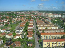 Beautiful aerial panoramic view of the Malmo city in Sweden.