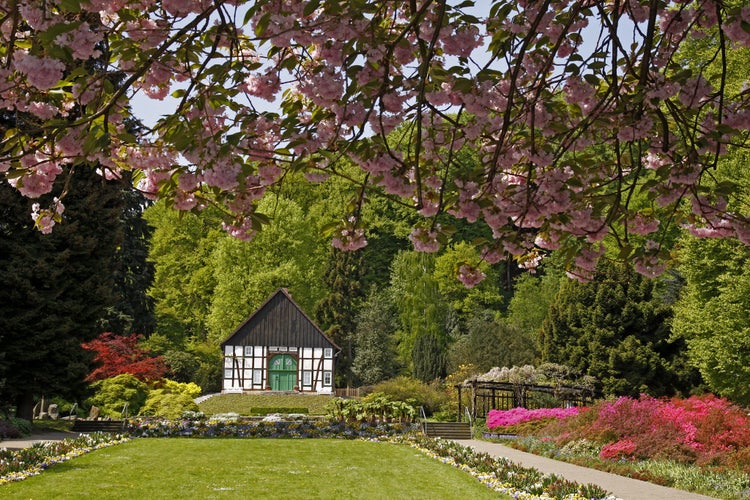 Photo of Bielefeld, half-timbered house in the botanic garden,