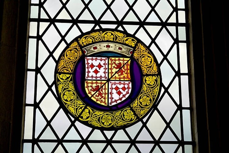 A beautifully detailed stained glass window in Stirling Castle, Scotland.jpg