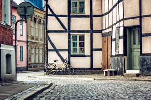 Photo of the city center and the port of Helsingborg in Sweden.