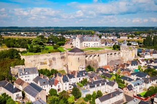 Photo of Bordeaux aerial panoramic view. Bordeaux is a port city on the Garonne river in Southwestern France.