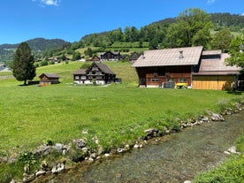 Photo of aerial view of Unterwasser, Switzerland.