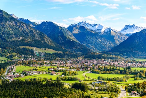 Photo of Panorama view on Obersdorf in Allgau. Nebelhorn mouintain, Bavaria, Bayern, Germany.
