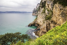 Photo of Santander city beach aerial panoramic view.