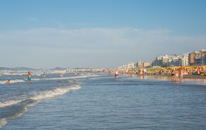 photo of sunny summer view from flying drone of Cattolica town, Province of Rimini. Fantastic sunrise on east coast of Adriatica sea, Italy, Europe.