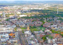 Photo of Autumn aerial cityscape of Mannheim city, Baden-Württemberg, Germany.