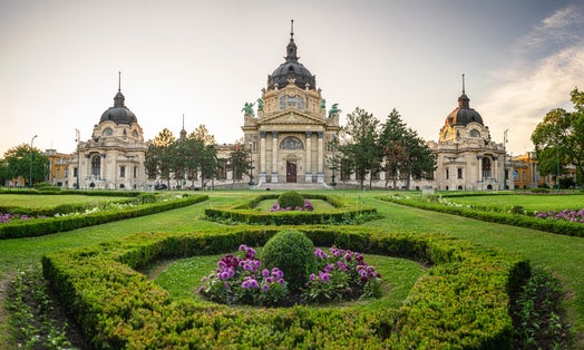 Photo of famous Széchenyi Thermal Bath in Budapest, Hungary.