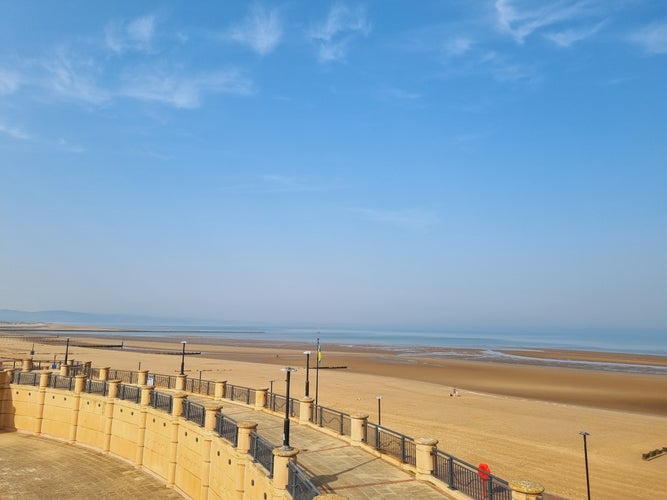 photo of beautiful scenic view of Rhyl beach in Wales.