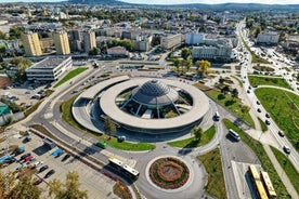 Photo of aerial scenic summer view of Chęciny Castle and the city (Kielce County, Świętokrzyskie Voivodeship) in Poland.