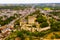 Flight over the city Loches and the Royal castle Loches on summer day. France