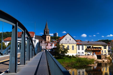 Photo of the historic german town of rotenburg an der fulda .