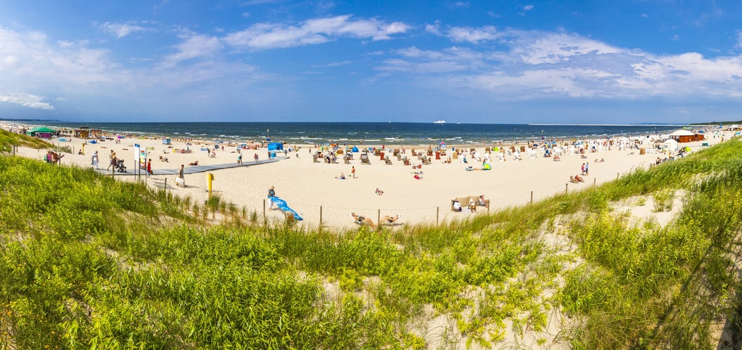 Popular Baltic sea beach on Usedom island in Swinoujscie, Poland